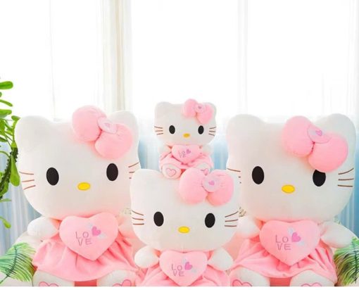 Gấu bông Hello Kitty ôm trái tim mặc váy hồng - Image 5